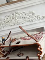HERBAG ZIP 31 RETOURNE PEGASE POP BAG IN OFF-WHITE MIX RED CANVAS AND HUNTER COWHIDE - 图片 6