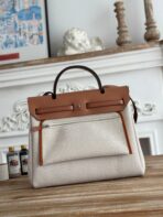 HERBAG ZIP 31 LAQUERED BAG IN OFF-WHITE MIX RED H PLUME CANVAS - 图片 4