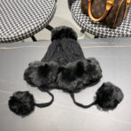 DEERSTALKER HAT IN BLACK WOOL AND FLEECE 434696 - 图片 4