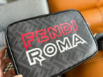 CLUTCH 22 WITH FF MOTIF IN DARK GRAY TEXTURED FABRIC AND BLACK LAMBSKIN TRIM - 图片 9