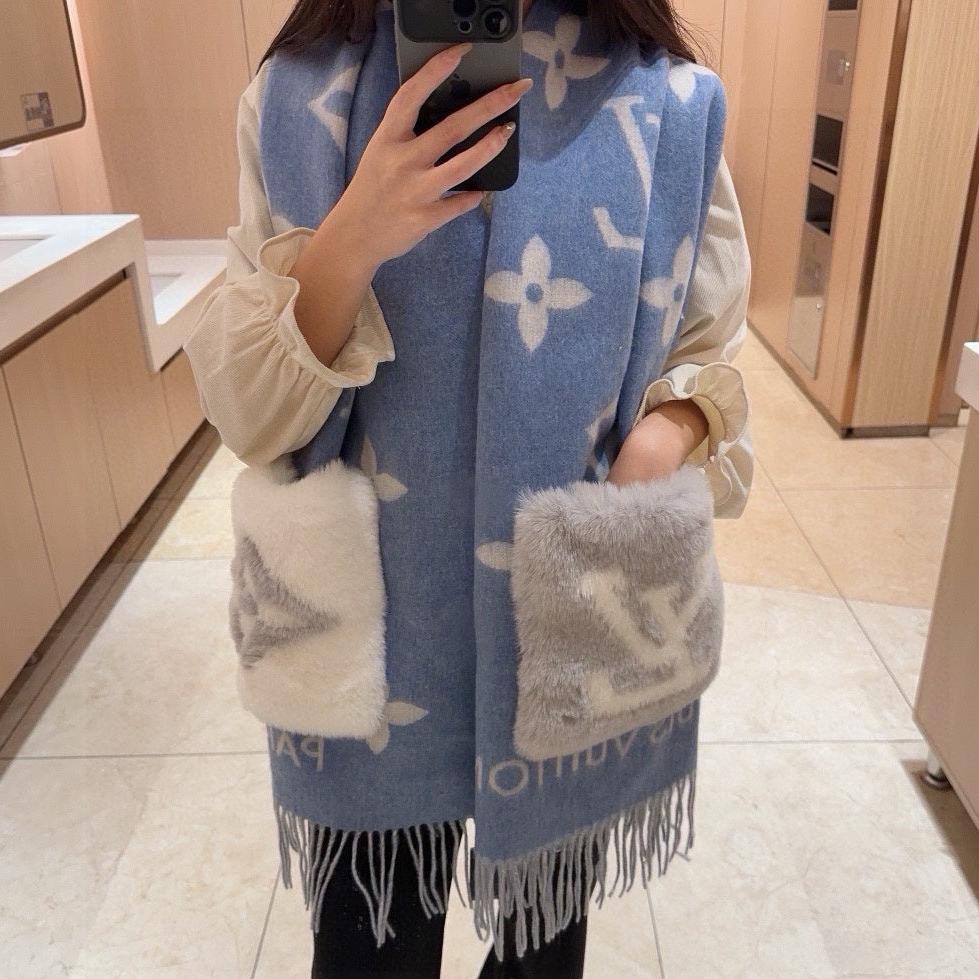 img_a90749a6_20241008_i1728399761_9922_0_jpg.jpg COLD REYKJAVIK SCARF 190 CM IN STEEL BLUE CASHMERE 394490 - 图片 1