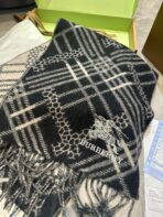CLASSIC CHECK SCARF 168 CM IN BLACK CASHMERE 396320 - 图片 7