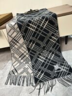 CLASSIC CHECK SCARF 168 CM IN BLACK CASHMERE 396320 - 图片 5