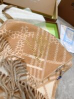 CLASSIC CHECK SCARF 168 CM IN CIDER BROWN CASHMERE 396322 - 图片 3