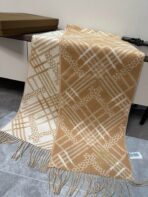CLASSIC CHECK SCARF 168 CM IN CIDER BROWN CASHMERE 396322 - 图片 4