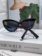 GLIMPSE CAT EYE SUNGLASSES 555886 IN BLACK ACETATE - 图片 3