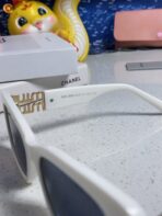 GLIMPSE SUNGLASSES 558346 IN WHITE ACETATE GOLD EMBOSSED LOGO - 图片 2