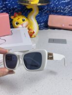 GLIMPSE SUNGLASSES 558346 IN WHITE ACETATE GOLD EMBOSSED LOGO - 图片 8