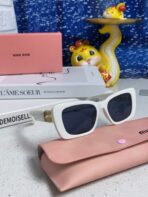 GLIMPSE SUNGLASSES 558346 IN WHITE ACETATE GOLD EMBOSSED LOGO - 图片 10