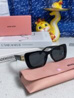 GLIMPSE SUNGLASSES 558348 IN BLACK ACETATE GOLD EMBOSSED LOGO - 图片 6