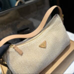CROCHET SHOULDER BAG 38 IN BEIGE WOVEN RAFFIA - 图片 5