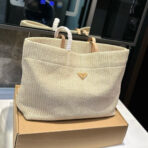 CROCHET TOTE BAG 38 IN BEIGE WOVEN RAFFIA BROWN CALFSKIN STRAP - 图片 6