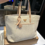 CROCHET TOTE BAG 38 IN BEIGE WOVEN RAFFIA CALFSKIN STRAP - 图片 4