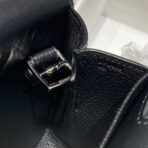 HALZAN 25 HANDLE BAG IN BLACK GRAINED CALFSKIN SILVER HARDWARE - 图片 3