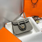 HALZAN 25 HANDLE BAG IN GREY GRAINED CALFSKIN - 图片 6