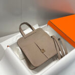 HALZAN 25 HANDLE BAG IN COFFEE BROWN GRAINED CALFSKIN - 图片 4