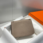 HALZAN 25 HANDLE BAG IN COFFEE BROWN GRAINED CALFSKIN - 图片 8