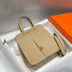HALZAN 25 HANDLE BAG IN TAN BROWN GRAINED CALFSKIN - 图片 4