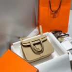 HALZAN 25 HANDLE BAG IN TAN BROWN GRAINED CALFSKIN - 图片 2
