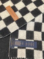 DAMIER SCARF 180 CM IN BLACK MIX WHITE CASHMERE 388315 - 图片 3