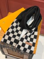 DAMIER SCARF 180 CM IN BLACK MIX WHITE CASHMERE 388315 - 图片 5