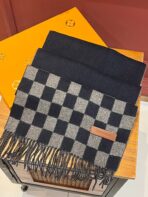 DAMIER SCARF 180 CM IN MIDNIGHT BLUE MIX GRAY CASHMERE 388316 - 图片 10