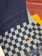 DAMIER SCARF 180 CM IN MIDNIGHT BLUE MIX GRAY CASHMERE 388316 - 图片 8