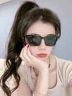 GLIMPSE SQUARE SUNGLASSES 555823 IN BLACK ACETATE - 图片 8