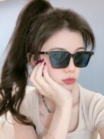 GLIMPSE SQUARE SUNGLASSES 555823 IN BLACK ACETATE - 图片 9