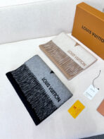 GRAPHIC DUAL SCARF 192 CM IN BLACK MIX LIGHT GRAY WOOL AND CASHMERE 396435 - 图片 8