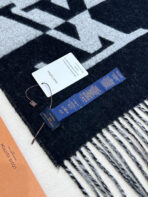 GRAPHIC DUAL SCARF 192 CM IN BLACK MIX LIGHT GRAY WOOL AND CASHMERE 396435 - 图片 9