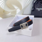 CL MEDIUM 25 MM REVERSIBLE FRAMED TRIOMPHE BELT BLACK AND BRONZE BROWN CALFSKIN SILVER HARDWARE - 图片 4