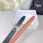 CL MEDIUM 25 MM REVERSIBLE FRAMED TRIOMPHE BELT BLACK AND BRONZE BROWN CALFSKIN SILVER HARDWARE - 图片 8