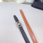CL MEDIUM 25 MM REVERSIBLE FRAMED TRIOMPHE BELT BLACK AND BRONZE BROWN CALFSKIN SILVER HARDWARE - 图片 7