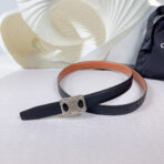 CL MEDIUM 25 MM REVERSIBLE FRAMED TRIOMPHE BELT BLACK AND BRONZE BROWN CALFSKIN SILVER HARDWARE - 图片 2