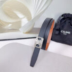 CL MEDIUM 25 MM REVERSIBLE FRAMED TRIOMPHE BELT BLACK AND BRONZE BROWN CALFSKIN SILVER HARDWARE - 图片 5