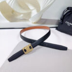 CL MEDIUM 25 MM REVERSIBLE FRAMED TRIOMPHE BELT BLACK AND BRONZE BROWN CALFSKIN LIGHT GOLD HARDWARE - 图片 2