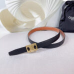 CL MEDIUM 25 MM REVERSIBLE FRAMED TRIOMPHE BELT BLACK AND BRONZE BROWN CALFSKIN LIGHT GOLD HARDWARE - 图片 3