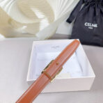 CL MEDIUM 25 MM REVERSIBLE FRAMED TRIOMPHE BELT BLACK AND BRONZE BROWN CALFSKIN LIGHT GOLD HARDWARE - 图片 8