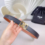 CL MEDIUM 25 MM REVERSIBLE FRAMED TRIOMPHE BELT BLACK AND BRONZE BROWN CALFSKIN LIGHT GOLD HARDWARE - 图片 9