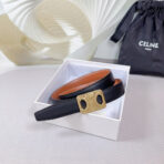 CL MEDIUM 25 MM REVERSIBLE FRAMED TRIOMPHE BELT BLACK AND BRONZE BROWN CALFSKIN LIGHT GOLD HARDWARE - 图片 4