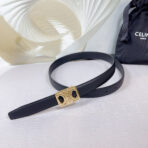 CL MEDIUM 25MM REVERSIBLE FRAMED TRIOMPHE BELT BLACK CALFSKIN LIGHT GOLD HARDWARE - 图片 2