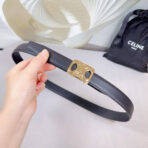 CL MEDIUM 25MM REVERSIBLE FRAMED TRIOMPHE BELT BLACK CALFSKIN LIGHT GOLD HARDWARE - 图片 5