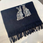 HARE WOOL CASHMERE SCARF 180 CM BLACK 394452 - 图片 7