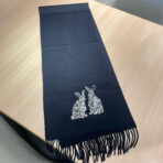HARE WOOL CASHMERE SCARF 180 CM BLACK 394452 - 图片 4