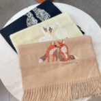 HARE WOOL CASHMERE SCARF 180 CM BLACK 394452 - 图片 9