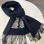 HARE WOOL CASHMERE SCARF 180 CM BLACK 394452 - 图片 2
