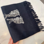 HARE WOOL CASHMERE SCARF 180 CM BLACK 394452 - 图片 5