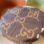 GG JACQUARD PATTERN KNIT SCARF 195 CM WITH TASSELS PIGEON BLUE 403745 - 图片 5