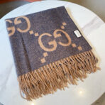 GG JACQUARD PATTERN KNIT SCARF 195 CM WITH TASSELS PIGEON BLUE 403745 - 图片 8